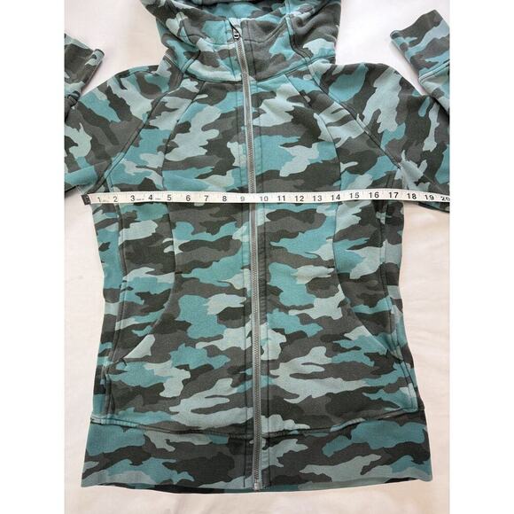 Lululemon Scuba Hoodie Tidewater Teal Camo Blue Green Heritage 365 Women Size 8 - Picture 2 of 10
